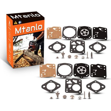 2pcs Kit de réparation de carburateur pour Tillotson RK-23HS RK-17HS Husqvarna 61 266 268 272XP 281 181 Jonsered 625 630 Homelite XL SXL915 X-12 Super XL Oleomac 261 350 481 488 22 Tronçonneuse 2 (1/5)
