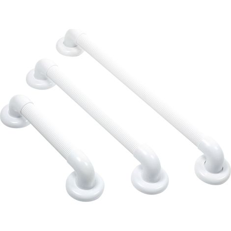 Vitility Badezimmer Haltegriff, Wandstütze mit rutschfester geriffelter Oberfläche für Dusche Bad Toilette Treppe, ABS, Tragkraft 120 kg, gerade Stange 45 cm, weiß, mit Befestigungsmaterial (1/5)