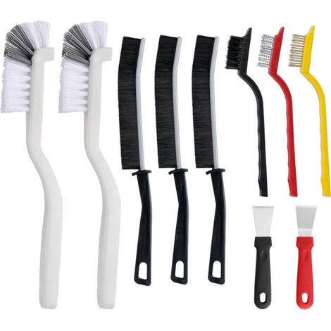 1 ensemble 10 Pièces Brosse de Nettoyage des Interstices, Brosse Nettoyage pour Cuisinière, Brosse Joint Carrelage, Grattoirs, Brosse a Joint Poils Durs pour Cuisine, Salle de Bain, Rainu (1/5)