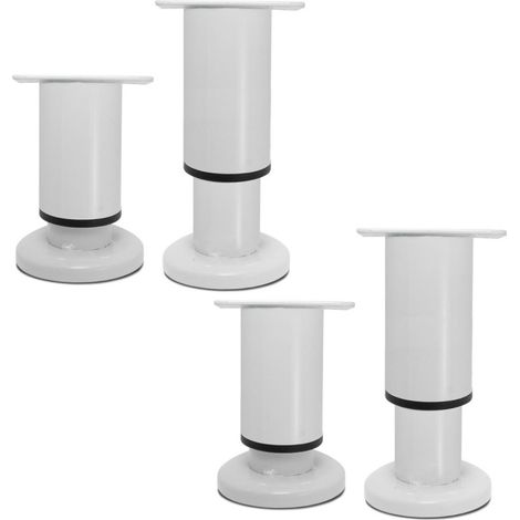 Lot de 4 pieds de meubles réglables en acier inoxydable brossé, support surélevé pour armoire et canapé (Noir, 8-12 cm) (1/5)