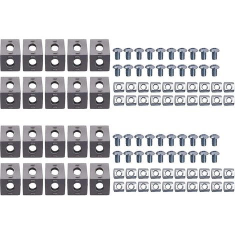 Kit de 100 équerres de fixation pour profilés aluminium série 2020, compatibles avec les profilés aluminium à rainure de 6 mm. (1/5)