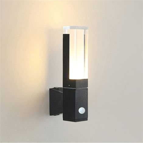 AUTRUCKER Applique murale extérieure à LED, luminaire en acrylique avec détecteur de présence, 86-265 V, une tête, 7 W, lumière blanche 6000 K