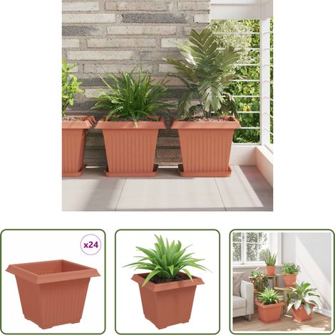 Pot à fleurs extérieur - Pot de Fleurs Carré 24 pcs Rouge brique 33 x 33 x 26 cm (1/5)