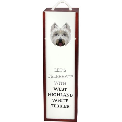 West Highland White Terrier, Westie - caja de vino geométrica con foto e inscripción de Art-Dog (1/5)