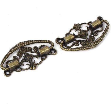 Style rétro Schmuck Fall Holzkiste commode tirer bouton poignée 48x28mm Bronze tonne 2 pièces