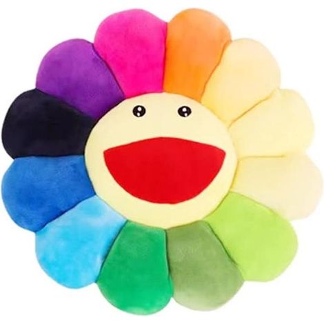 Coussin en peluche motif tournesol 43 cm, coussin visage souriant, décoration colorée pour la maison et la chambre (1/5)