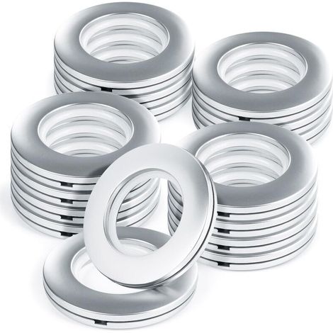 20 œillets pour rideaux, œillets ronds en plastique, clips, diamètre intérieur 40 mm, pour la confection de rideaux à faire soi-même - Crezuo (1/4)