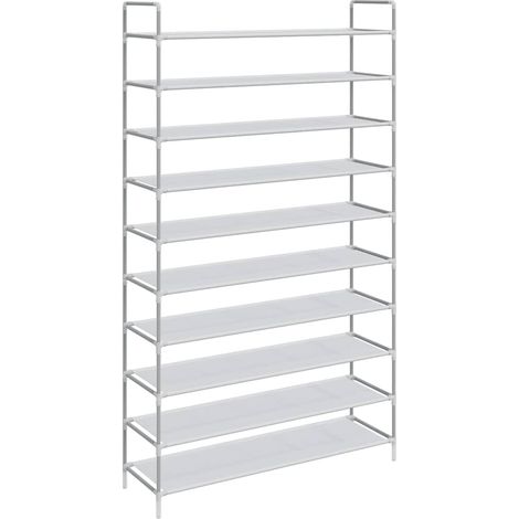 Range-chaussure  Meuble à chaussures 10 étagères Métal et Tissu non tissé Argenté