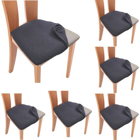 Cubierta gris para silla de cocina y comedor, funda antideslizante antiincrustante, cubierta curvada elástica para silla, 6 uds. (1/3)