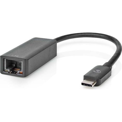 Tarjeta de red usb usb 32 generacion 1 25 gbps usb c macho rj45 hembra 020m redondo niquelado cobre tenido negro caja