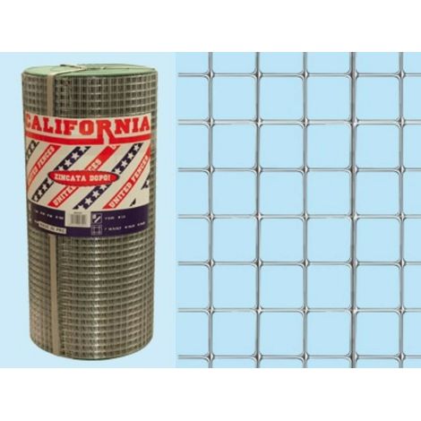 RETE ELETTROSALDATA ZINCATA A MAGLIA QUADRATA CALIFORNIA 12X25 1,50 RT.10MT H.60