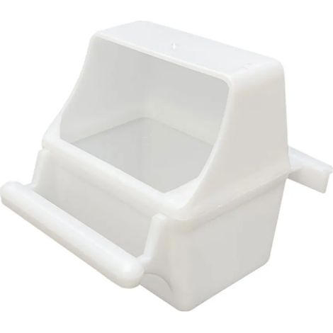 Boîte à nourriture pour perroquets anti-éclaboussures avec boucle universelle, bol et tasse blancs (1/5)