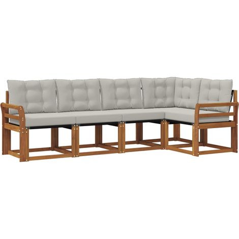 Conjunto de sofás de exterior 5 uds. Gris Natural y Claro vidaXL (1/5)