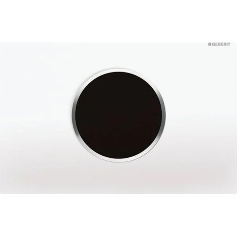 Geberit Sigma10 placca di comando, rotonda, per comando WC con azionamento elettronico del risciacquo: placca: bianco alpino / lucido, anello di design: cromo / lucido, 242782KJ1