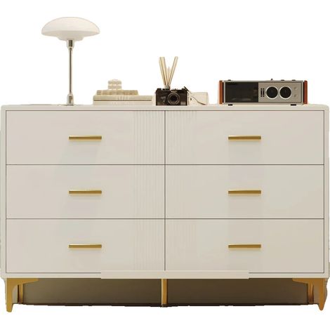 Commode, 6 Tiroirs, Bois d'Ingénierie, blanc 2 (1/2)