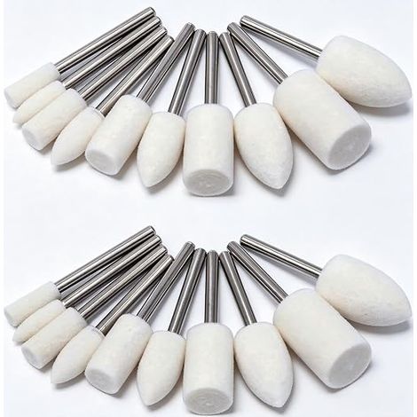 Wool Felt Mandrel, Mini Wool Polishing Wheel, Conical and Cylindrical Polishing Accessories, Polishing Bits Polishing Wheel 4/5/6/8/10/12 mm (1/5)
