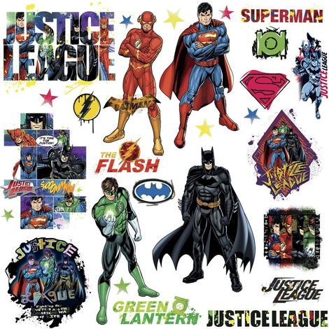 Stickers repositionnables Justice League DC Comics 4 planches 22,8CM x 44,1 cm (1/3)
