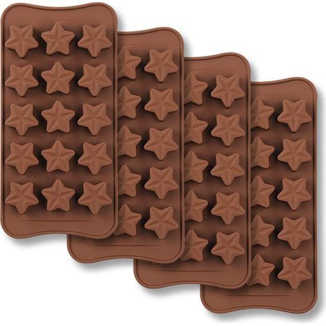 Sternförmige Schokoladenform mit 15 Mulden, antihaftbeschichtetes Silikon-Formenset in Lebensmittelqualität für Bonbons, Gelee und Eiswürfel (1/5)