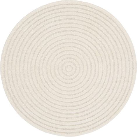 BOBOCHIC - Tapis rond poils ras ONDELIA motif géométrique 160x160 Crème (1/5)