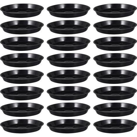 25 pièces Lot de Soucoupes pour Pots de Fleurs Plastique Noir Plateaux Ronds Étanches pour Balcon et Jardin Bases de Pots Résistantes et Faciles à Nettoyer pour Usage Intérieur et (1/5)