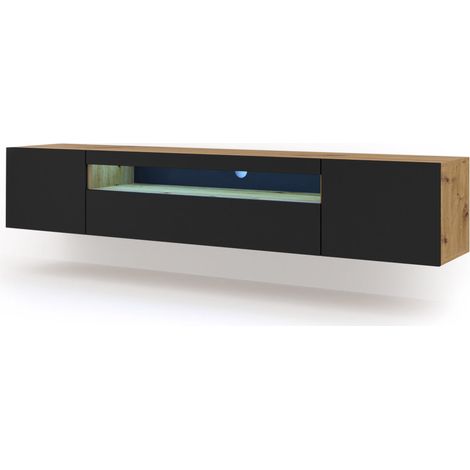 MOBILE PORTA TV AURA 200 ARTISAN OAK NERO OPACO LED