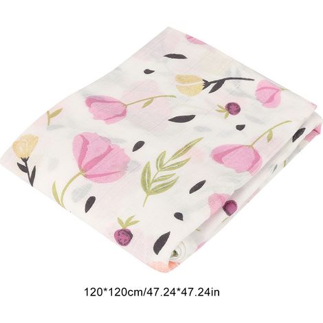 Couverture d'emmaillotage respirante en mousseline pour nouveau-né, serviette de bain douce pour bébé, 120120cm (4)