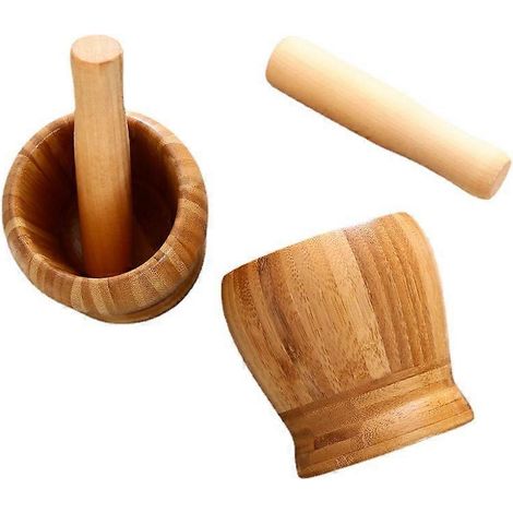 Mortier et pilon en bambou, presse-ail, broyeur à gingembre, ensemble de broyage d'épices, hachoir à ail, presse-herbes et épices, broyeur, hachoir, outil de cuisine ( )