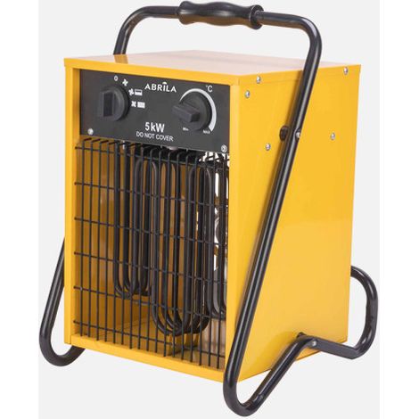 Fabrilamp Termoventilador Industrial Acero Inoxidable COPAN 5000W Amarillo Trifásico 400V – Termostato Regulable, Seguridad, Asa Robusta – 44x32x30 cm