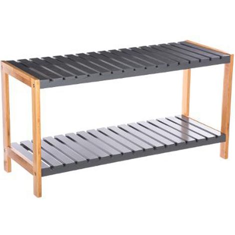 Etagère à chaussures en MDF coloris gris - Dim : L 70 x P 26 x H 36cm - PEGANE -