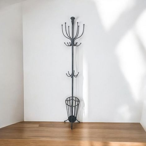 Coat/Umbrella Hold Stand - Metal - L56 x W56 x H172 cm - Dark Grey