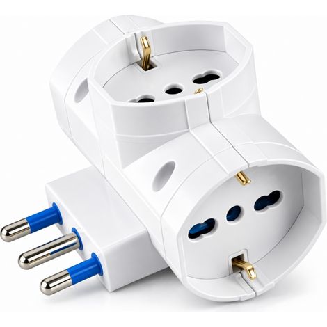 Adattatore Multiplo Presa Schuko e Bipasso Spina Italiana Tipo L Doppia Presa Casa Ufficio 31340