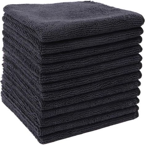 Black Ultrafine Fiber Cloths, Household Cleaning Cloth, Cotton Polyester Kitchen Cloth, Scouring Pad (30x30cm, 12pcs) (1/5)