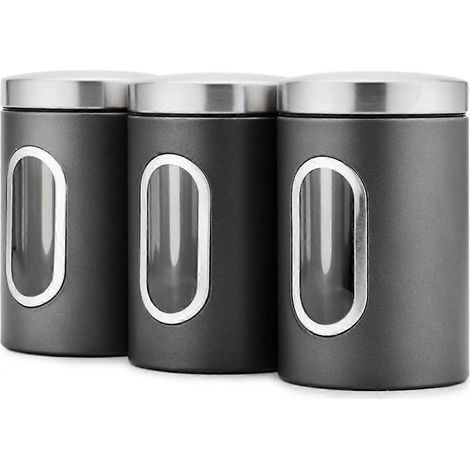 Ensemble de 3 boîtes de rangement en acier inoxydable pour thé, café, sucre et céréales, noix, boîtes de conservation, (1/4)