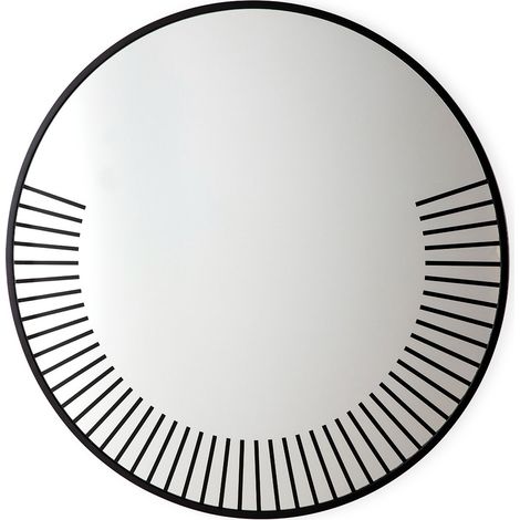 Miroir mural rond en métal et bois noir LADY – 120cm (1/2)