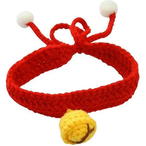 Hochelastisches, gestricktes Katzenhalsband, rotes Glöckchen-Katzenhalsband Größe M, elastisches Kätzchenhalsband, kleines modisches Accessoire-Hundehalsband.