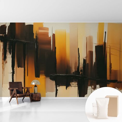Papier peint intissé avec imprimé pour décoration intérieure pour rénovation a motif - Colle incluse gratuite Bandes verticales 416x254 cm (1/5)