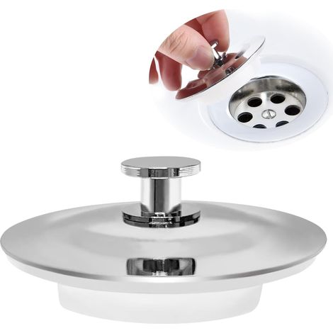 Tappo universale per vasca da bagno, tappo per lavello da cucina per 42-44 mm, tappo di scarico per vasca da bagno in acciaio inossidabile, tappo per lavello da bagno con presa facile, tappo di scaric (1/5)