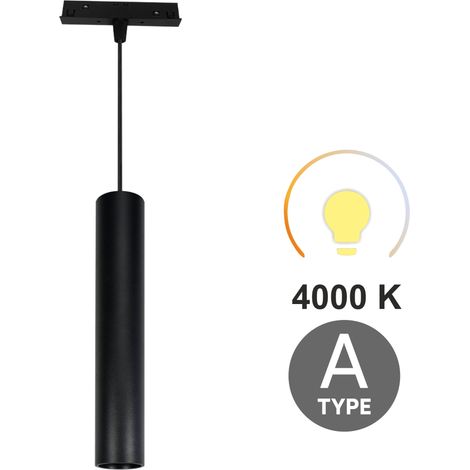 Lámpara colgante LED tubular negra de 10 W, 4000 K, tipo A neutro, para rieles magnéticos SMART TRACK, 48 V CC. (1/5)