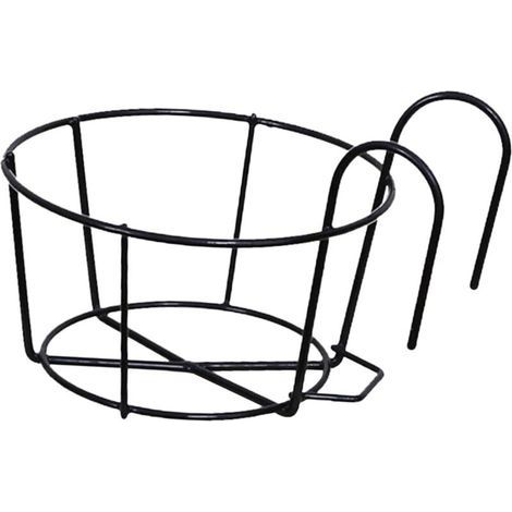 Garde-Corps jardinières Porte-Pot de Fleur Ronde clôture étagère conteneur Fer Art paniers Suspendus Fer Art Support pour extérieur Balcon Pont Porche, Noir 12cm (1/5)