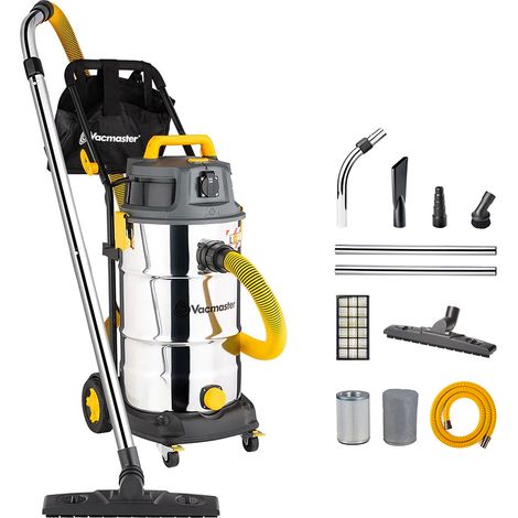 Vacmaster – Aspirateur professionnel 1600W VK1638SWC – 38L eau et poussière – Filtration HEPA 13 – Acier inoxydable – Pour chantiers humides et secs (1/5)
