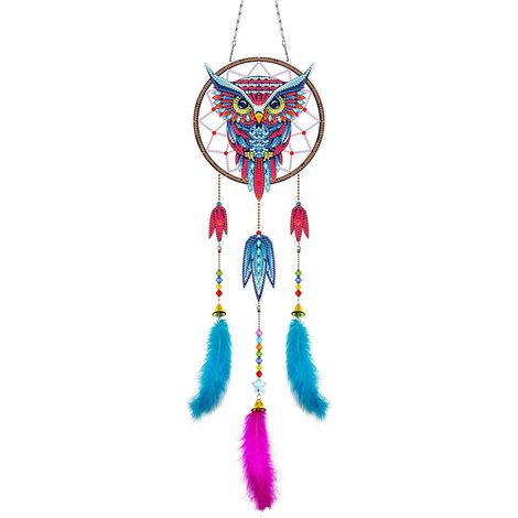 Dreamcatcher - Mobile Suspendu Pour Voiture Et Décoration Murale - Peinture À Strass DIY - 55 x 18 cm - 1 Pièce (1/5)