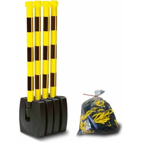 Moravia Support de chaîne pliable noir/jaune 50 × 900 mm avec 2 crochets à chaîne + plaque de base (1/5)