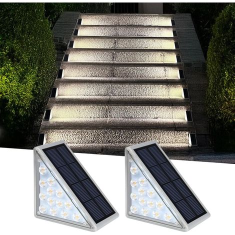 LED-Solar-Stufenleuchten, Solar-Außendekoration IP67 für Hof, Terrasse, Garten, Wege, Einfahrt, Veranda, 2er-Pack
