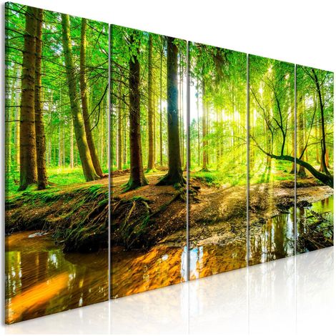 Tableau Forest Stream (5 Parts) Narrow - 225 x 90 cm (1/3)