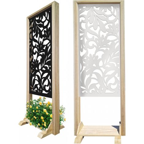 FIORI - Paravent modulable - 70x190 cm - en bois et PVC - Couleur : noir