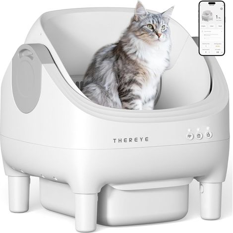 Self-Cleaning Cat Litter with App and Safety Sensor, Silent Open, Odor Elimination for Cats 1.5 to 12.5 kg, Triple Protection Anti-Pinch (1/5)