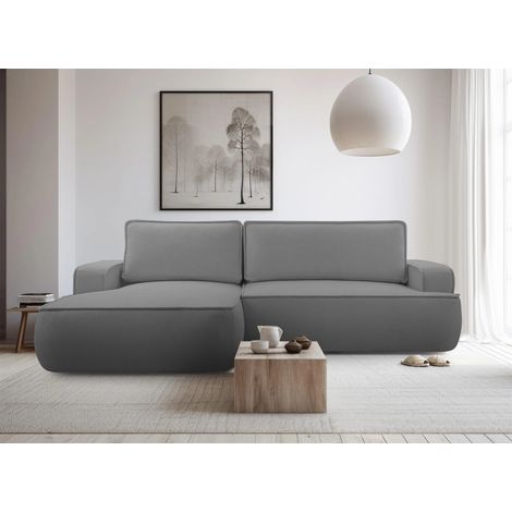 AX LIVING Ablia Sofa L Form mit Schlaffunktion Dunkelgrau 267 cm L