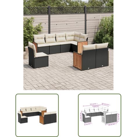 The Living Store 8-tlg. Garten-Sofagarnitur mit Kissen Schwarz Poly Rattan - Gartensofas - Outdoor Möbel - Gartenmöbelset - Lounge Set - Rattan Gartenmöbel (1/3)