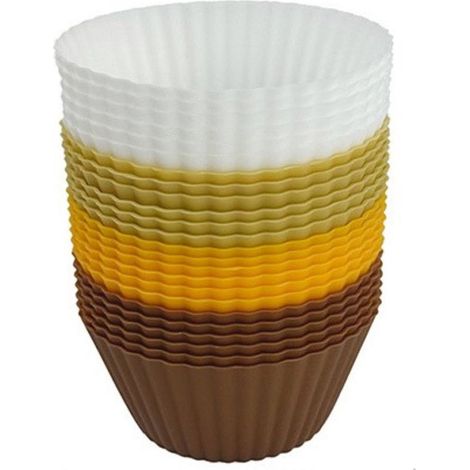 Moules à cupcakes - Moules de cuisson réutilisables en silicone - Moules à muffins - Moules à gâteaux ronds - Pâtisserie maison - 24 pièces (1 paquet) - 7 cm (1/5)