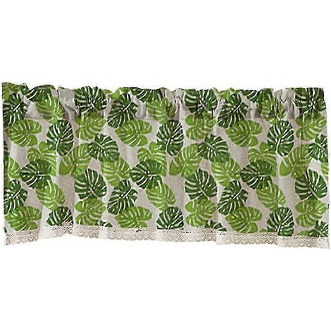 Rideau de fenêtre de café semi-transparent, rideau de cuisine à franges, motif fée de la forêt - 74 x 61 cm-Green - 130x41cm (1/5)
